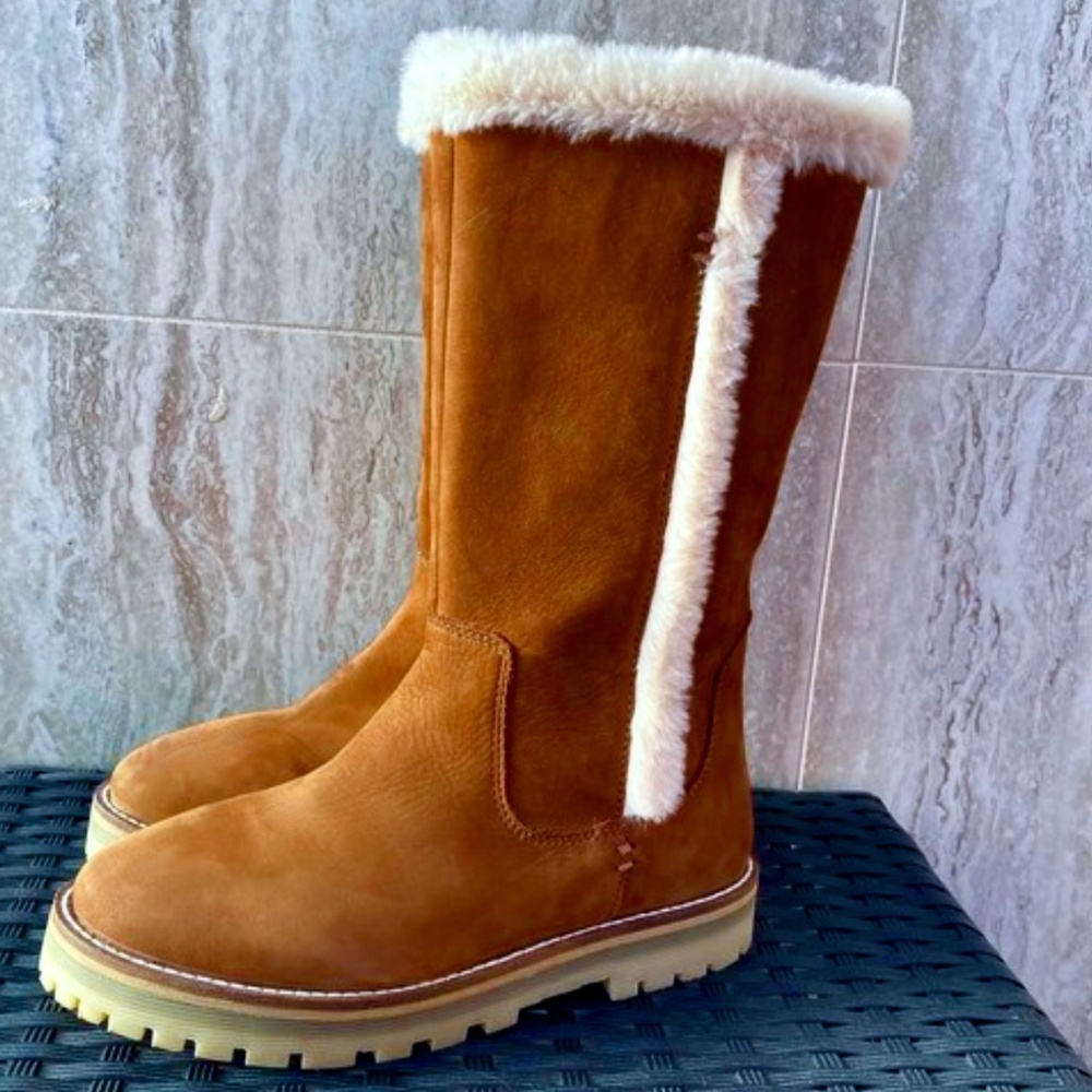 Zara girls brown leather lined tall boots - Picture 6 of 16